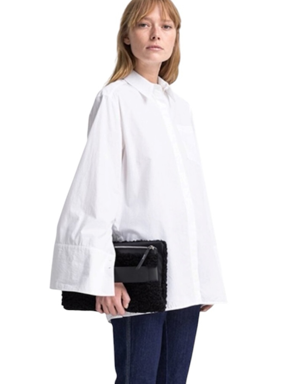 NWT Kenzo Button Kimono Sleeve Cotton Shirt White Size L